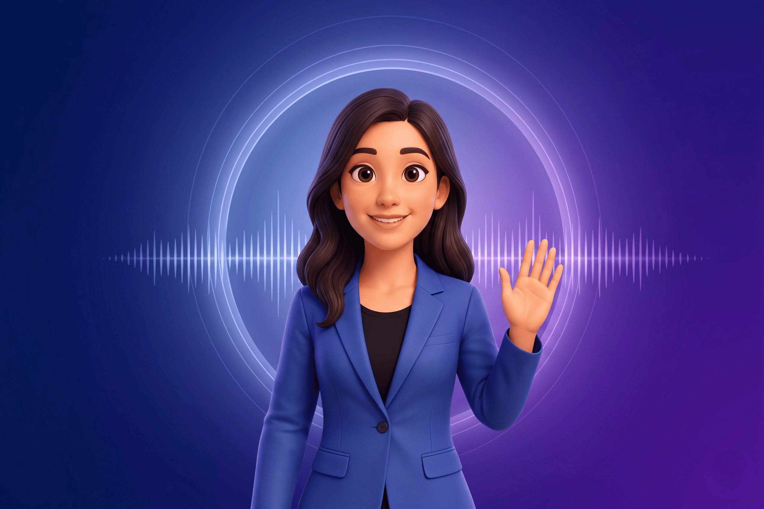 SophIA, assistente de entrevistas por IA, acenando